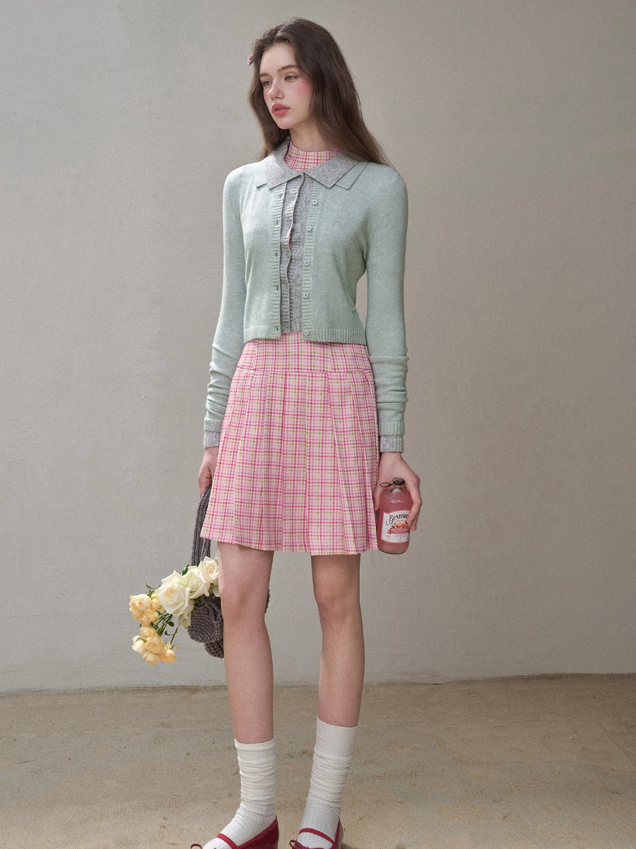 Mint &amp; Strawberry Check Halter Dress