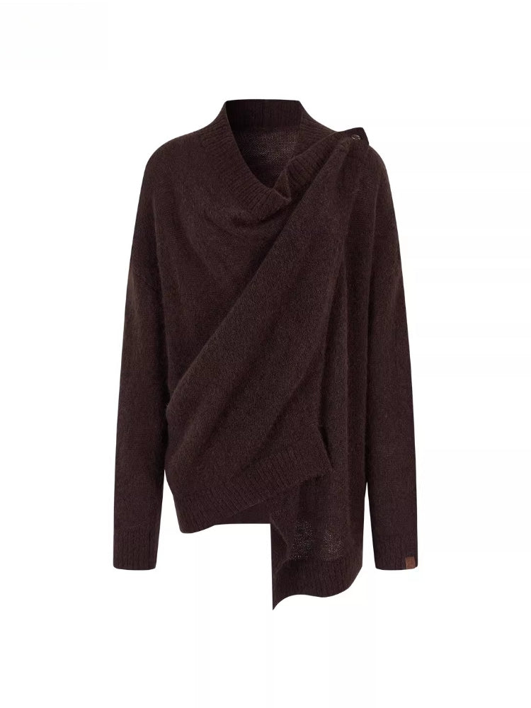Draped Shawl Knit Sweater