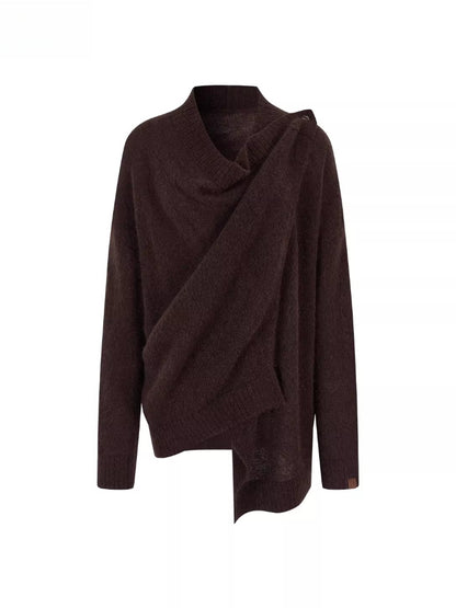 Draped Shawl Knit Sweater