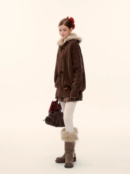 Detachable Collar Cable Knit Sweater