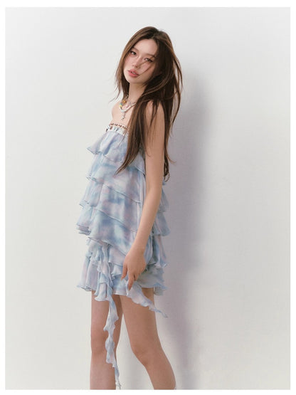 Ribbon-Strap Cake Top &amp; Skirt Set