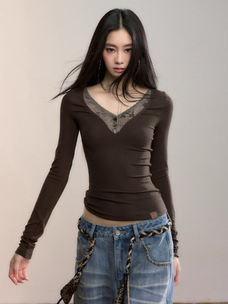 Modal Lace V-Neck Top