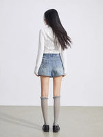 Beige & Gray Lace Hooded Tee