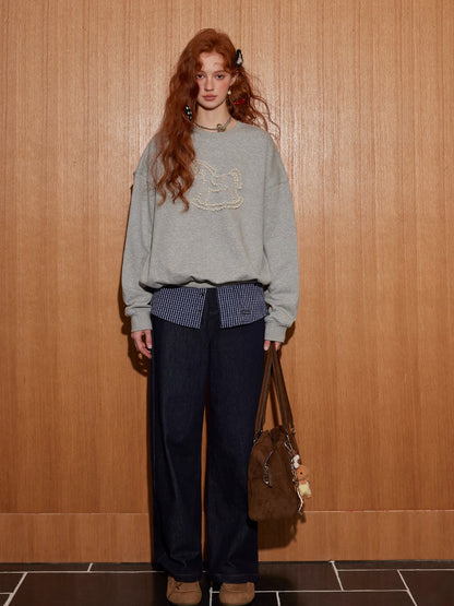 Embroidered Animal Knit Sweatshirt