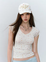 Mesh Panel V-Neck T-shirt