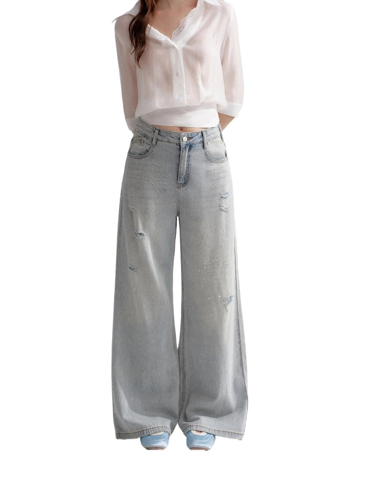 Distressed Wide Leg Jeans