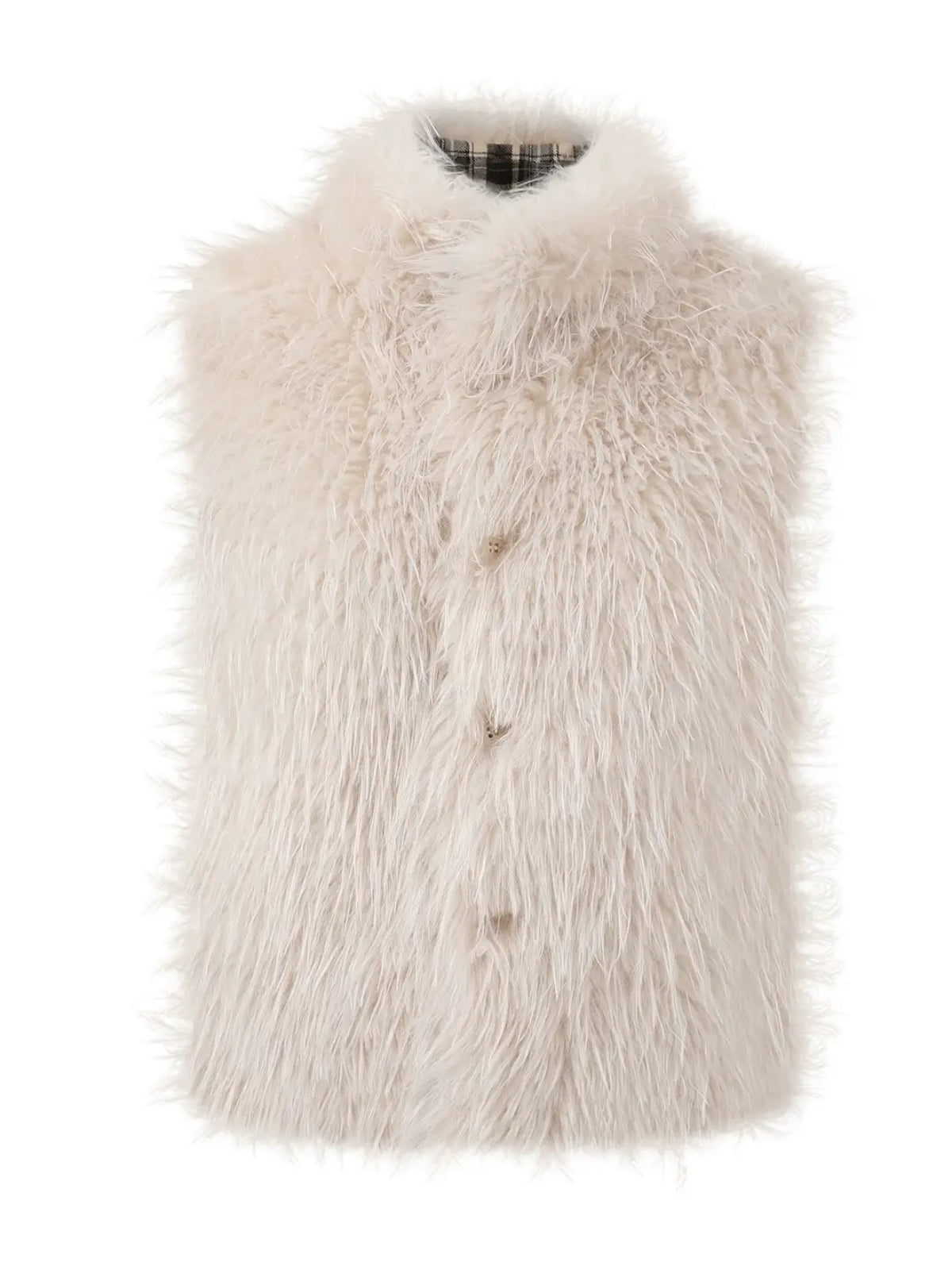 Reversible Plaid Faux Fur Vest