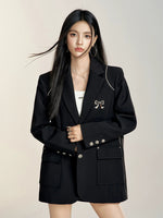Black & Khaki Suit Collar Bow-tie Blazer