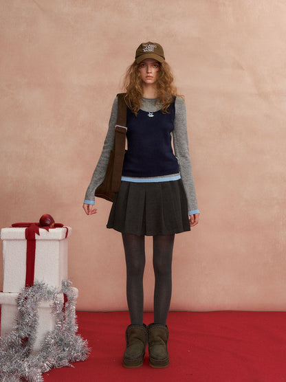 Contrast Layered Vest Sweater