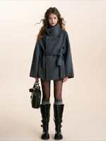 Gray Stand Collar Wool Coat