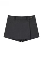 Asymmetric Mock-Layer Heart-Button Skirt