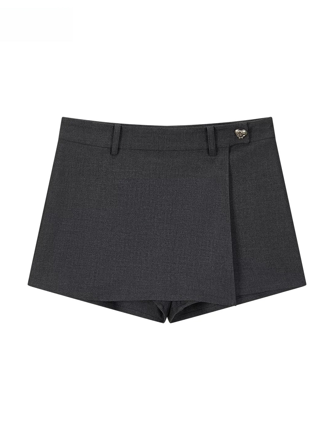 Asymmetric Mock-Layer Heart-Button Skirt