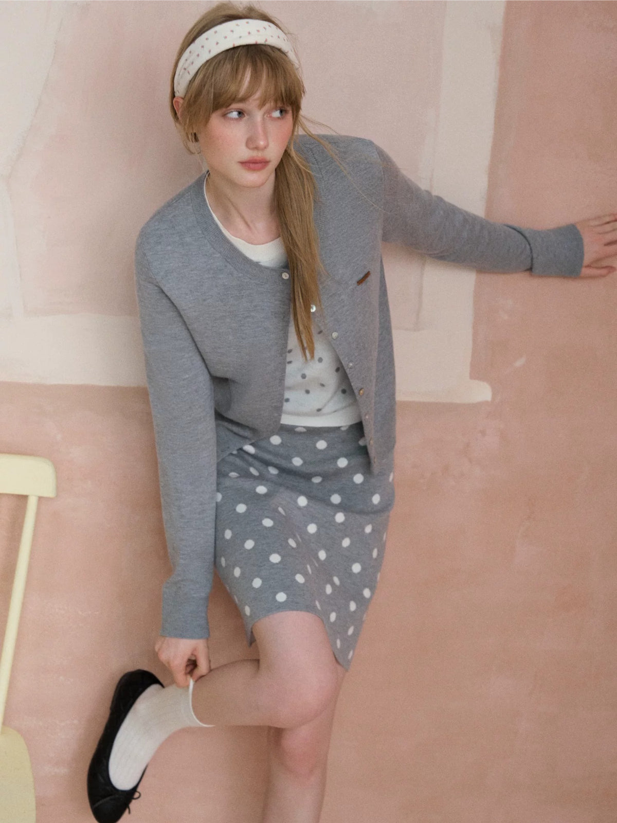 Polka Dot Knit Two-Piece Set