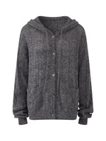Hooded Mohair Blend Knit Cardigan