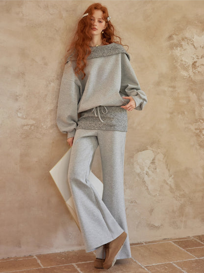 Off-Shoulder Sweatshirt Flared Pants Set