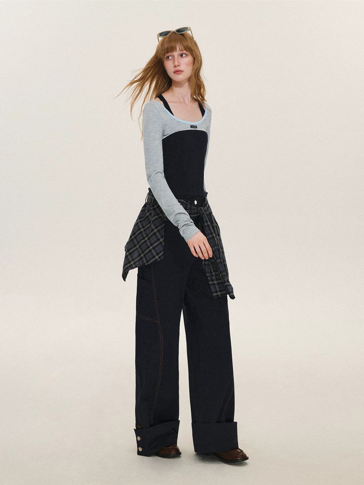 Ballet Contrast U Neck Layered Top