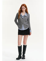 Cable Knit Layered Shirt Cardigan