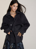 Faux Two-Piece Belted Layered Coat