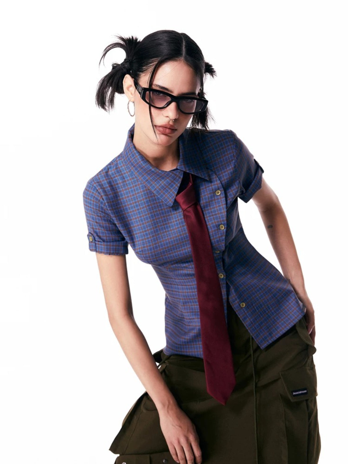Blue Plaid Short Sleeve Shirt