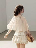 Pink Mesh Shawl Top