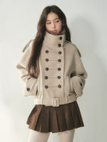 Double-Breasted Wool Cape Coat