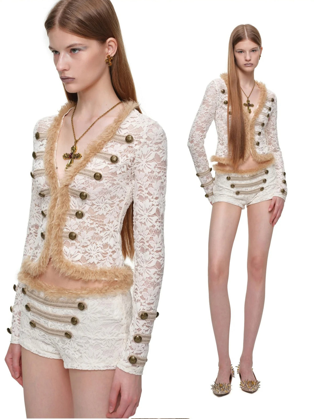 Napoleon Lace Cardigan &amp; Shorts Set