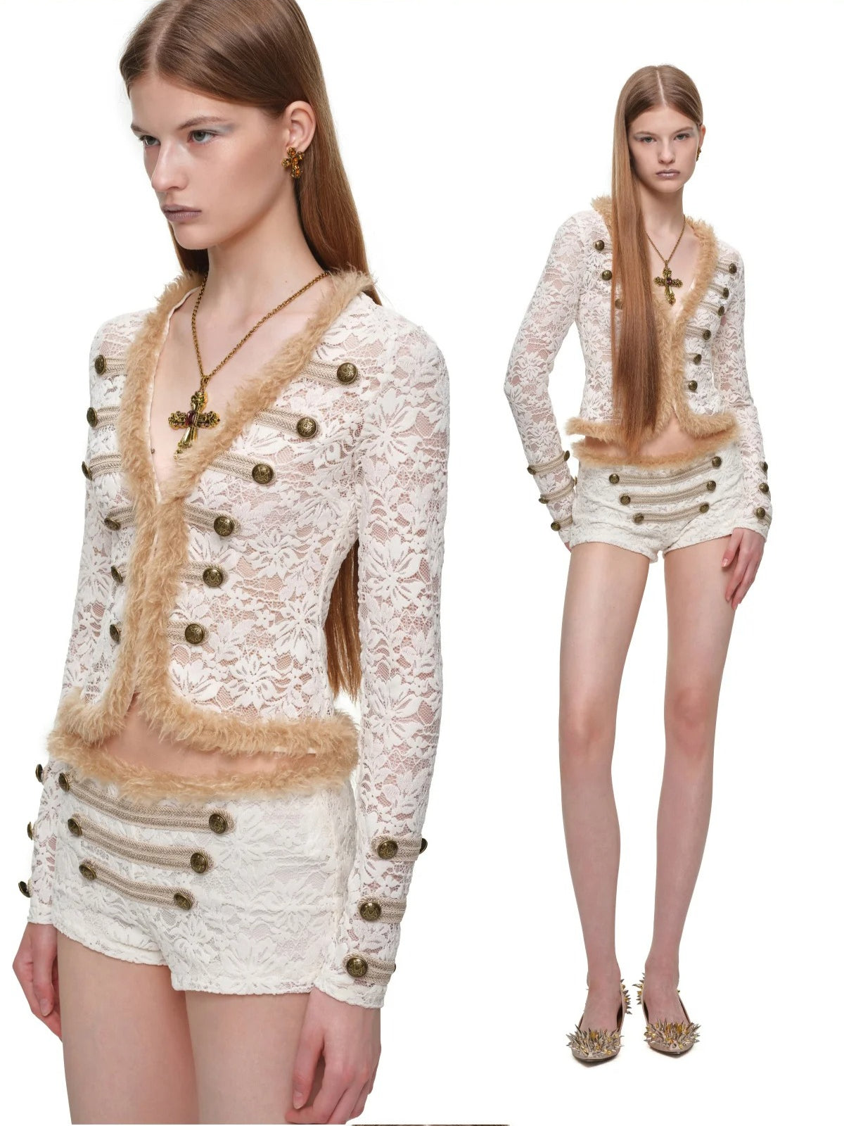 Napoleon Lace Cardigan &amp; Shorts Set