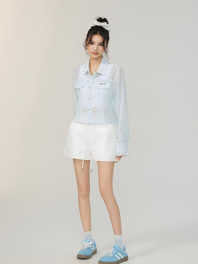 Lace-Trimmed and Tied Shorts