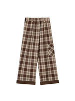 Contrast Plaid Wide-Leg Pants