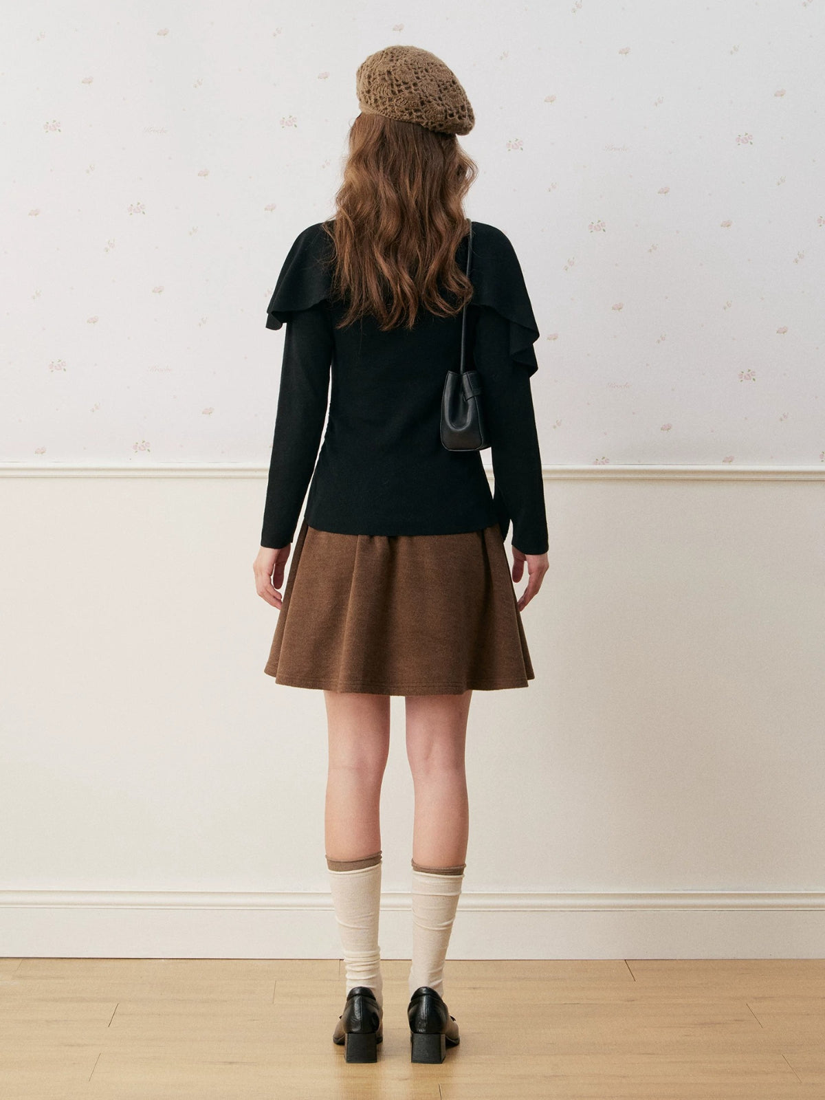 Wool Blend Plaid Waist Skirt