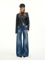 Vintage Washed Lightning Whisker Straight Jeans