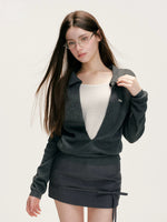 Gray Bowknot Tailored Skirt
