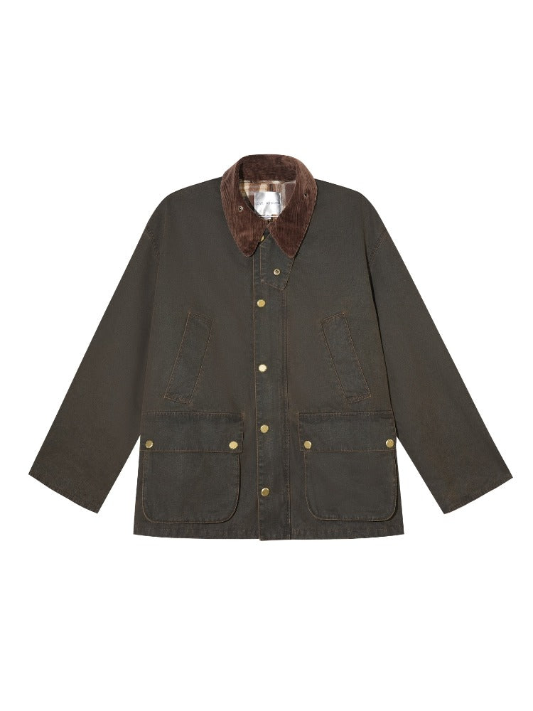 Plaid Corduroy Padded Jacket