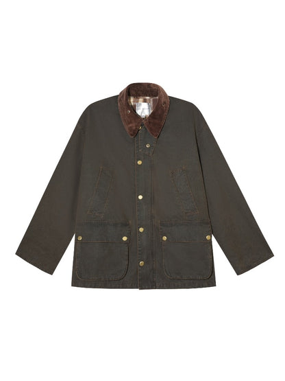 Plaid Corduroy Padded Jacket