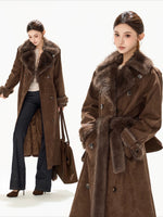 Brown Suede Belted Coat