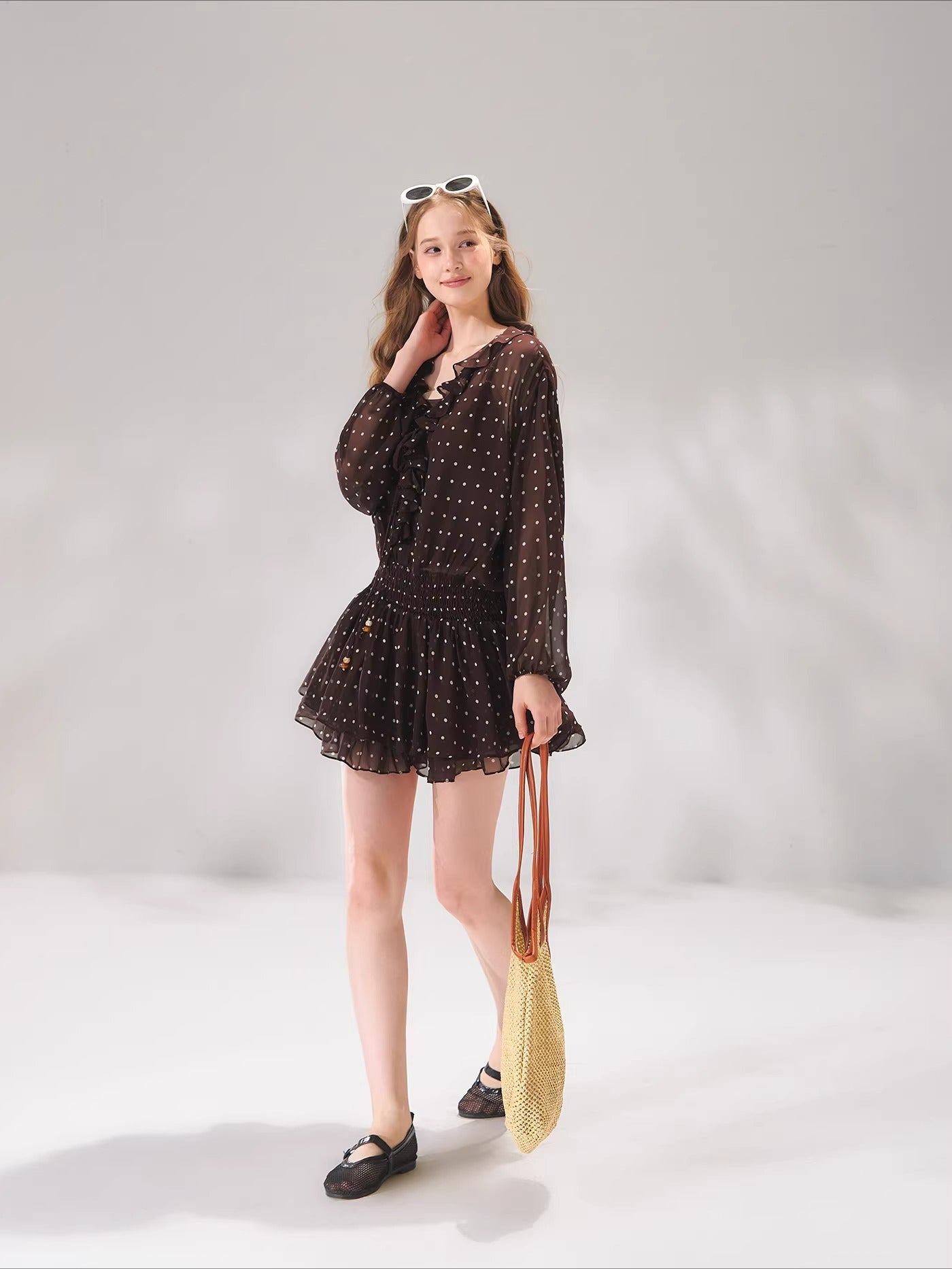 Beaded Ruffle Chiffon Dress