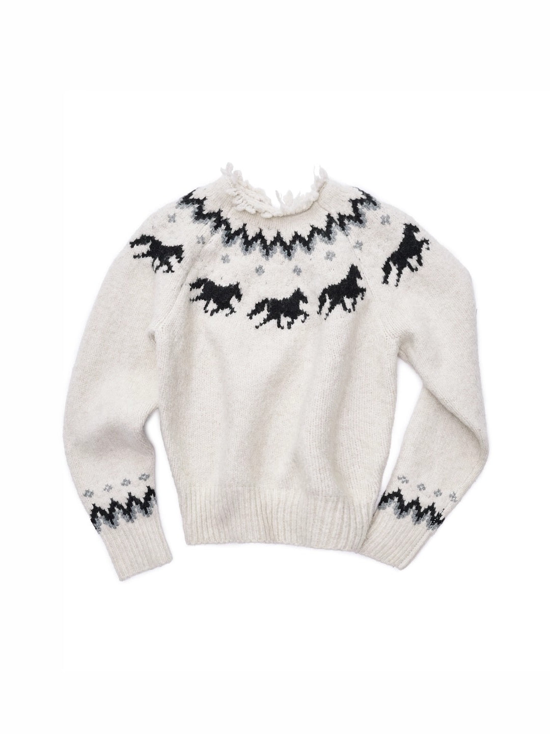 Fair Isle Pony Jacquard Chunky Knit Sweater