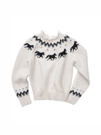 Fair Isle Pony Jacquard Chunky Knit Sweater