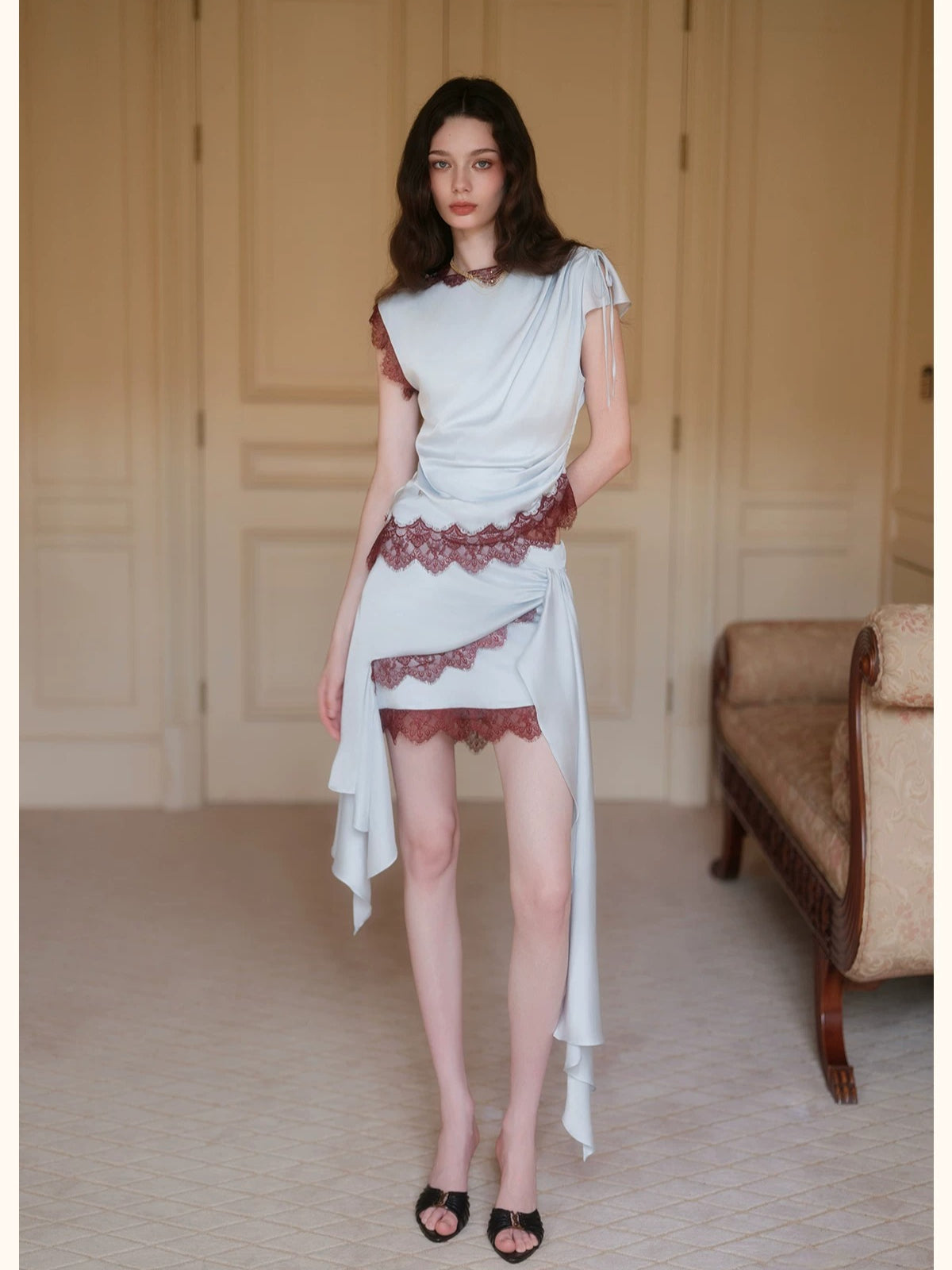 Irregular Satin Two Piece Set