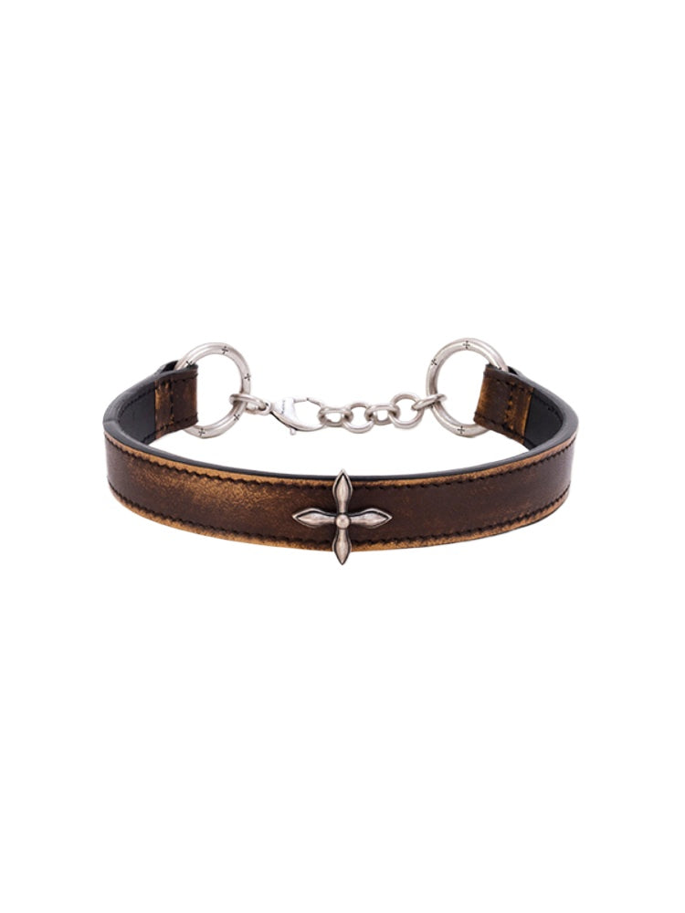 Compass Cross Leather Choker
