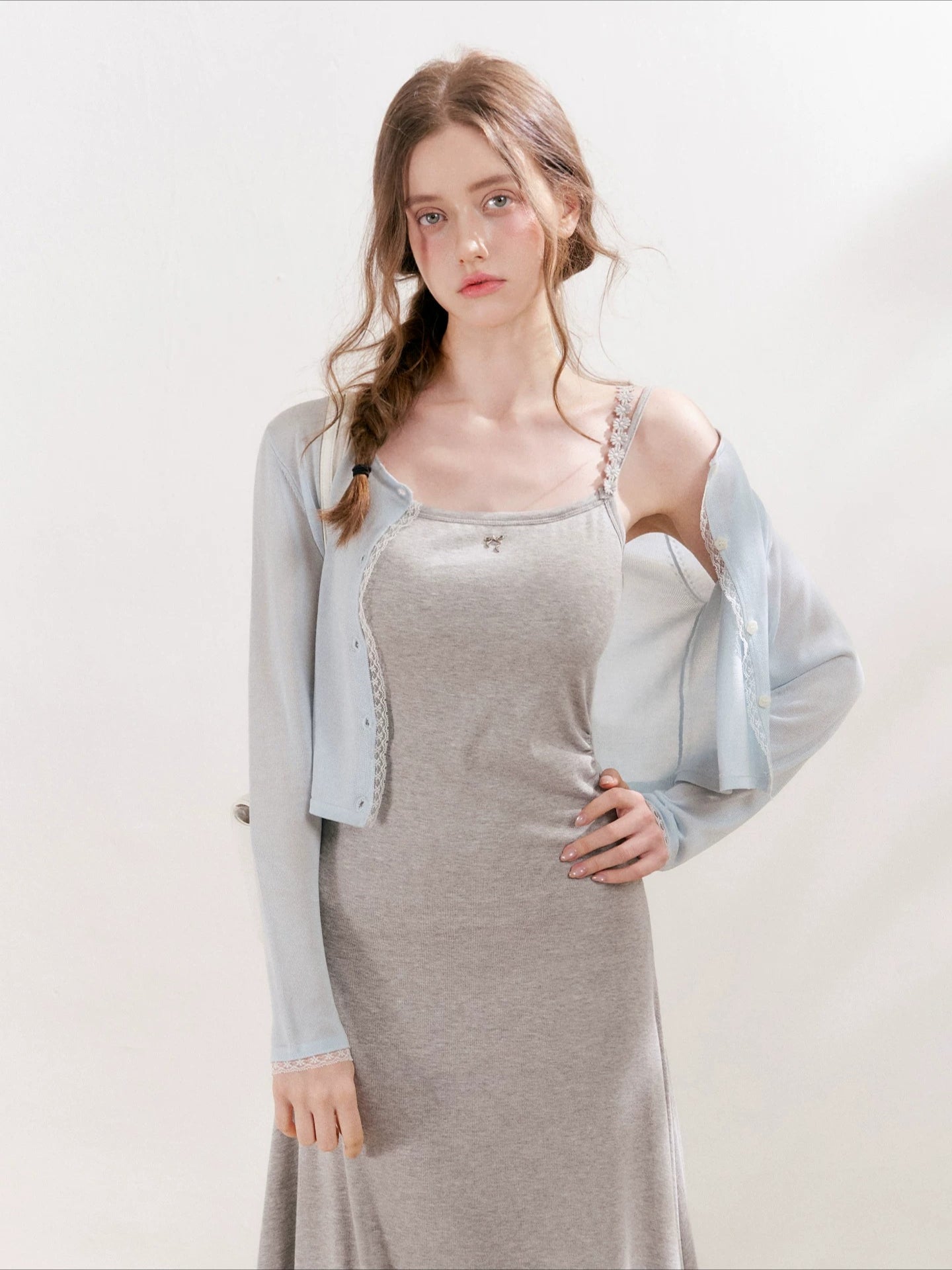 Lace Trim Knit Cardigan