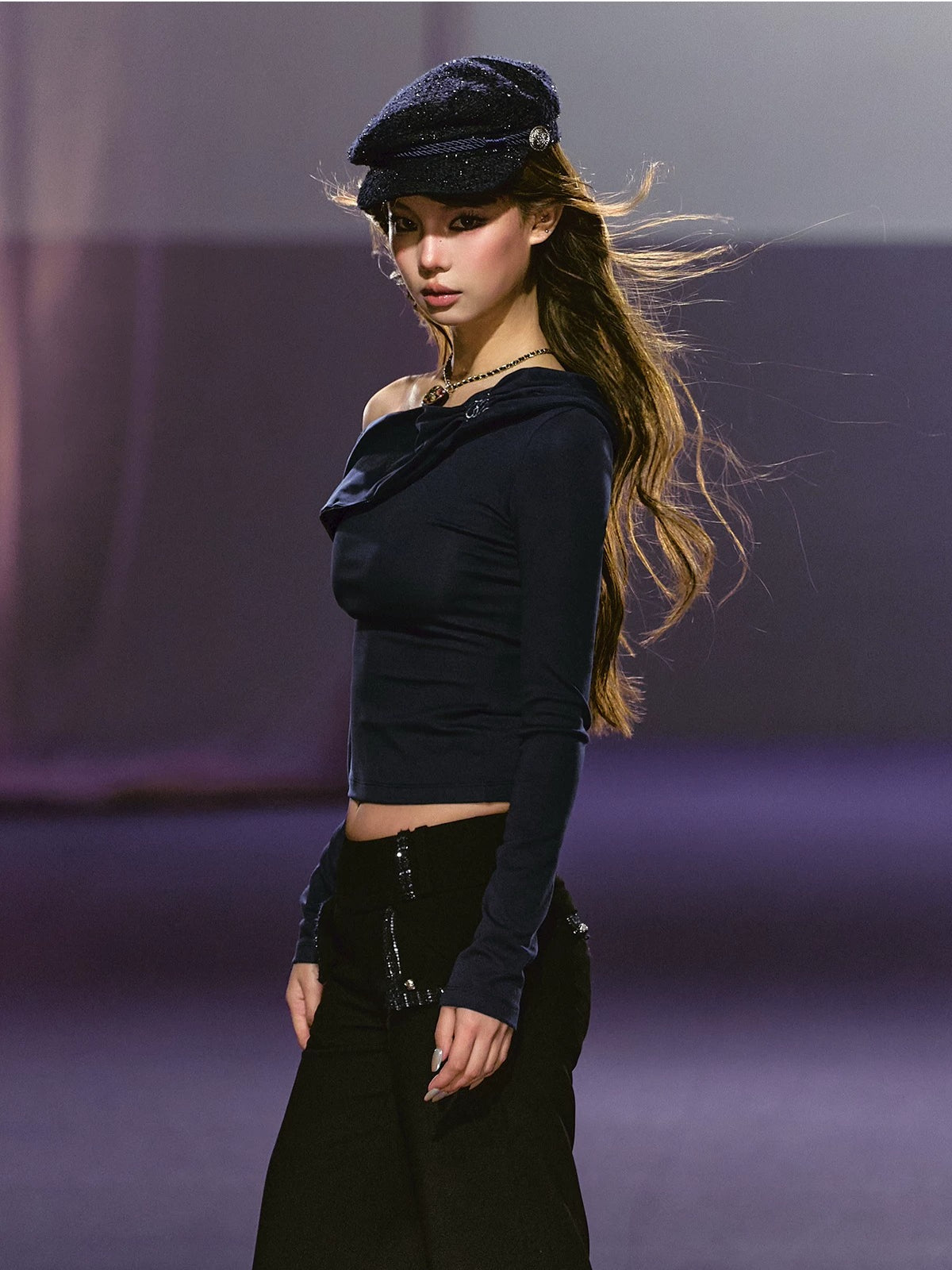 Asymmetrical Embroidered Top