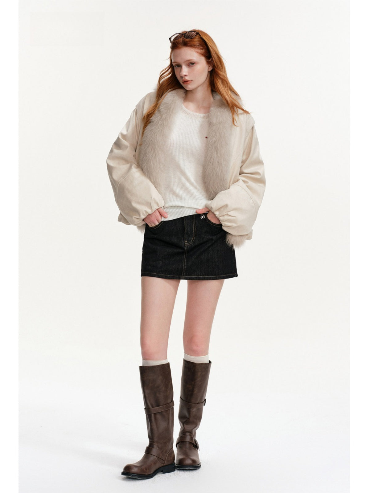 Fox Fur Loose Cropped Thick Coat
