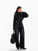 Vintage Washed Denim Wide Leg Jumpsuit