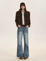 Vintage Cropped Plush Collar Coat