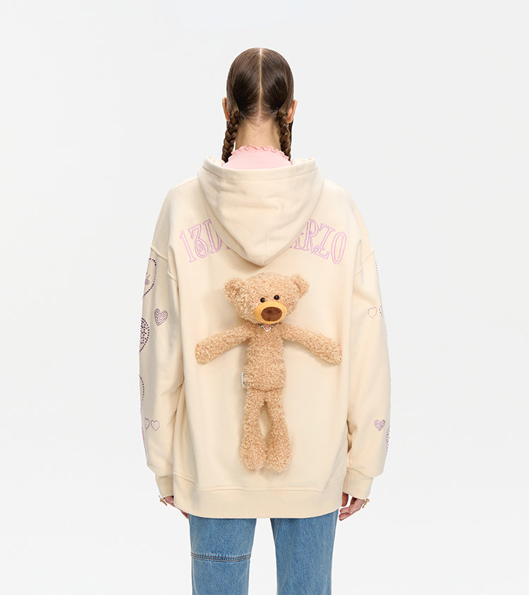 Doozoo Rhinestone Heart Hoodie