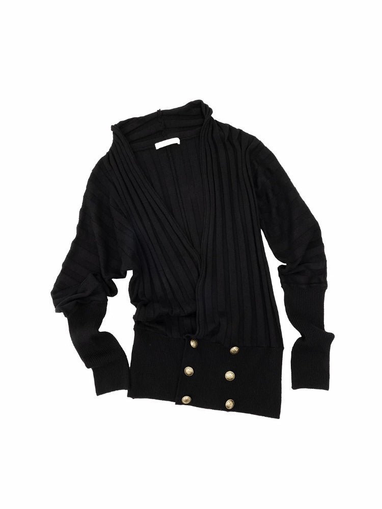 Black Acetate Cashmere Cardigan