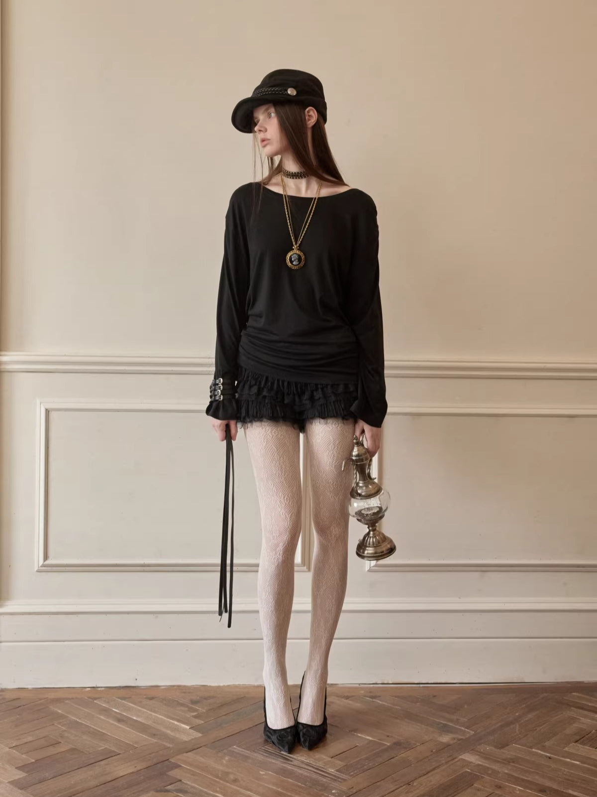 Lace Draped Neck Top