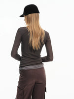 Cotton Layered Faux Two Piece Top
