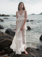 Ruffled Spaghetti Strap Backless Dress